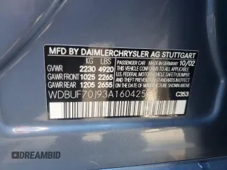 2003 Mercedes-Benz E-Class 5.0L with VIN WDBUF70J93A160425, listed as a Copart auction lot 85186494 with 185,348 mi miles and Salvage Title. Bid and sale history available at carsss.com. Image 12.