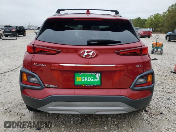 2021 Hyundai Kona Ultimate with VIN KM8K53A55MU609472, listed as a Copart auction lot 84426934 with 43,071 mi miles and Salvage Title. Bid and sale history available at carsss.com. Image 6.