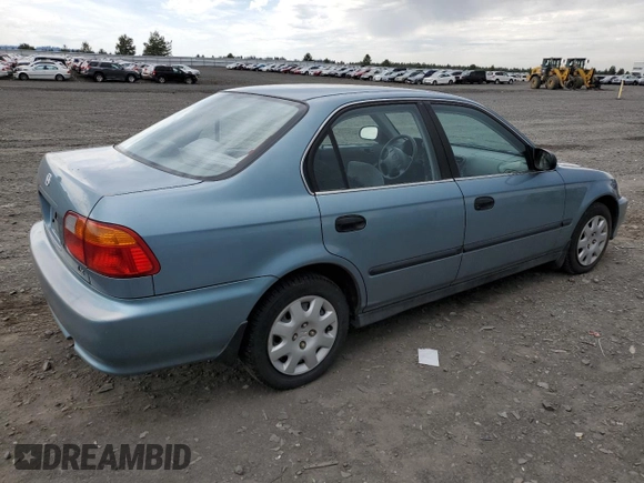 1999 Honda Civic LX with VIN 1HGEJ6577XL039447, listed as a Copart auction lot 55970854 with 100,776 mi miles and Salvage Title. Bid and sale history available at carsss.com. Image 3.