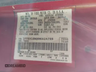 1991 Ford F-150 with VIN 1FTEX15NXMKA14705, listed as a IAAI auction lot 42236353 with 69,223 mi miles and . Bid and sale history available at DreamBid. Image 9.