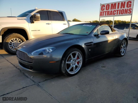 2008 Aston Martin Vantage with VIN SCFBB04B88GD08555, listed as a Copart auction lot 80562154 with 0 mi miles and Salvage Title. Bid and sale history available at carsss.com. Image 1.