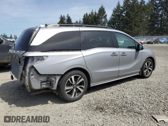 2018 Honda Odyssey Elite with VIN 5FNRL6H95JB076708, listed as a Copart auction lot 54906505 with 88,251 mi miles and Salvage title. Bid and sale history available at DreamBid. Image 3.