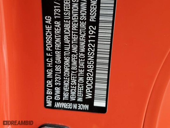 2022 Porsche 718 Boxster S with VIN WP0CB2A85NS221192, listed as a Copart auction lot 51336975 with 10,726 mi miles and Salvage Title. Bid and sale history available at carsss.com. Image 13.