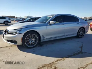 2018 BMW 7 Series 750i with VIN WBA7F0C57JGM23653, listed as a Copart auction lot 43462555 with 62,853 mi miles and Salvage Title. Bid and sale history available at carsss.com. Image 1.