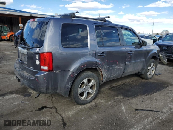 2014 Honda Pilot EX-L with VIN 5FNYF4H50EB005362, listed as a Copart auction lot 46695275 with 106,175 mi miles and Salvage Title. Bid and sale history available at DreamBid. Image 3.