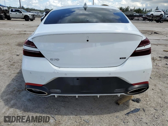 2023 Genesis G70 3.3T with VIN KMTG54TEXPU105082, listed as a Copart auction lot 65000724 with 12,941 mi miles and Salvage Title. Bid and sale history available at carsss.com. Image 6.