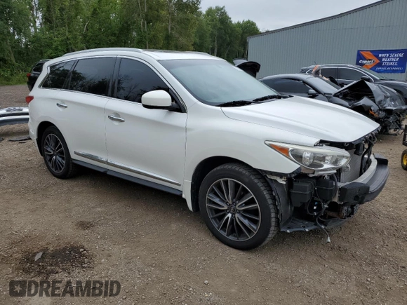 2013 Infiniti JX35 with VIN 5N1AL0MM0DC338930, listed as a Copart auction lot 65225314 with 161,032 mi miles and Salvage Title. Bid and sale history available at carsss.com. Image 4.