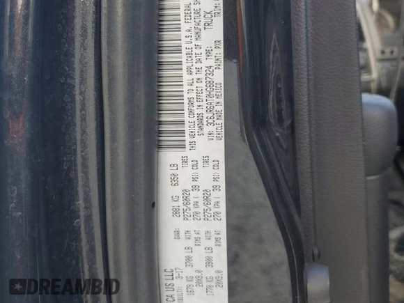 2017 Ram 1500 Express with VIN 3C6JR6AT0HG687324, listed as a Copart auction lot 68564524 with Not provided miles and Non repairable. Bid and sale history available at DreamBid. Image 14.