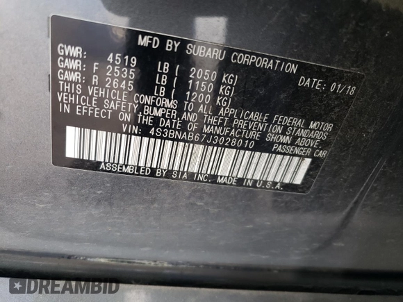 2018 Subaru Legacy z VIN 4S3BNAB67J3028010, wystawiony jako Copart lot #47671575 z przebiegiem 127 802 mil mil oraz Szkody całkowita. Historia ofert i sprzedaży dostępna na DreamBid. Obrazek 12.