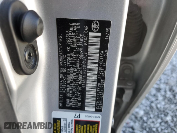 2012 Toyota Camry L with VIN 4T1BF1FK2CU174702, listed as a Copart auction lot 49495445 with 195,563 mi miles and Salvage Title. Bid and sale history available at carsss.com. Image 14.