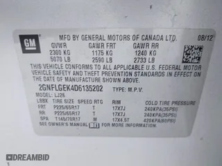2013 Chevrolet Equinox LTZ with VIN 2GNFLGEK4D6135202, listed as a IAAI auction lot 41955428 with 137,283 mi miles. Bid and sale history available at carsss.com. Image 9.