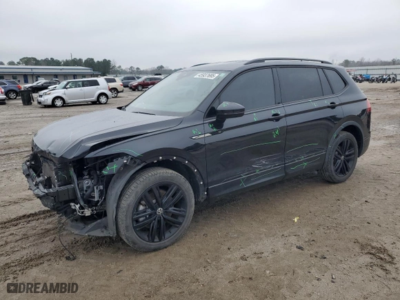 2022 Volkswagen Tiguan SE R-Line Black with VIN 3VVCB7AX1NM033977, listed as a Copart auction lot 45937695 with 48,198 mi miles and Salvage Title. Bid and sale history available at carsss.com. Image 1.