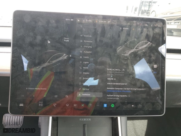 2019 Tesla Model 3 Long Range with VIN 5YJ3E1EB3KF208747, listed as a Copart auction lot 47947305 with 126,516 mi miles and Salvage Title. Bid and sale history available at carsss.com. Image 9.