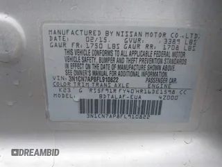 2015 Nissan Versa SV with VIN 3N1CN7AP8FL910822, listed as a IAAI auction lot 41764264 with 101,382 mi miles. Bid and sale history available at carsss.com. Image 9.