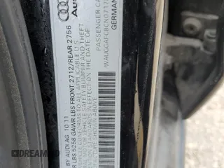 2012 Audi A6 Premium Plus with VIN WAUGGAFC8CN071789, listed as a Copart auction lot 53556854 with 147,563 mi miles and Salvage title. Bid and sale history available at DreamBid. Image 12.