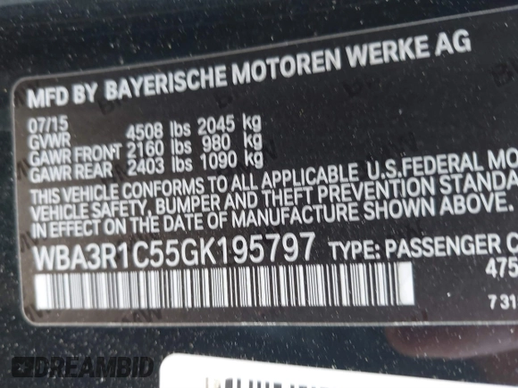 2016 BMW 4 Series 435i z VIN WBA3R1C55GK195797, wystawiony jako IAAI lot #41757208 z przebiegiem 79 795 mil mil oraz . Historia ofert i sprzedaży dostępna na DreamBid. Obrazek 9.