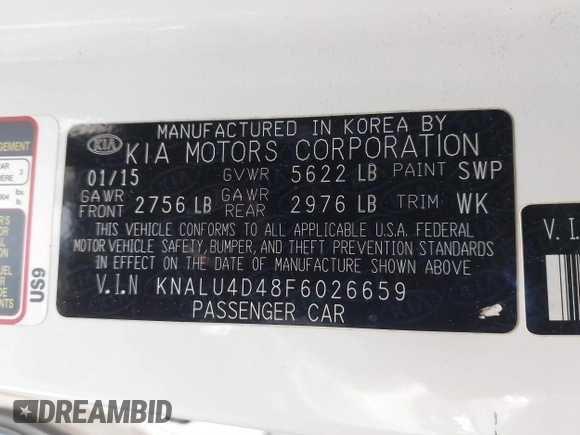 2015 Kia K900 Premium with VIN KNALU4D48F6026659, listed as a IAAI auction lot 41390604 with 70,955 mi miles. Bid and sale history available at carsss.com. Image 9.