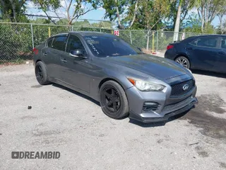 2014 Infiniti Q50 Sport with VIN JN1BV7AP4EM670443, listed as a IAAI auction lot 41801219 with 98,719 mi miles and . Bid and sale history available at DreamBid. Image 1.