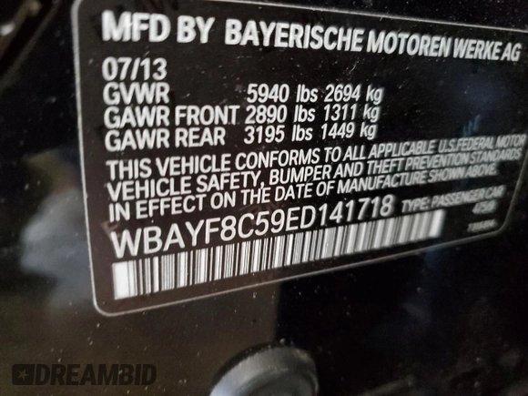 2014 BMW 7 Series ALPINA B7 xDrive with VIN WBAYF8C59ED141718, listed as a Copart auction lot 89348655 with 77,954 mi miles and Salvage Title. Bid and sale history available at DreamBid. Image 12.