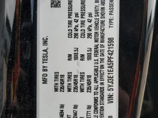 2023 Tesla Model 3 with VIN 5YJ3E1EA5PF421598, listed as a Copart auction lot 47036995 with 6,511 mi miles and Salvage Title. Bid and sale history available at carsss.com. Image 14.
