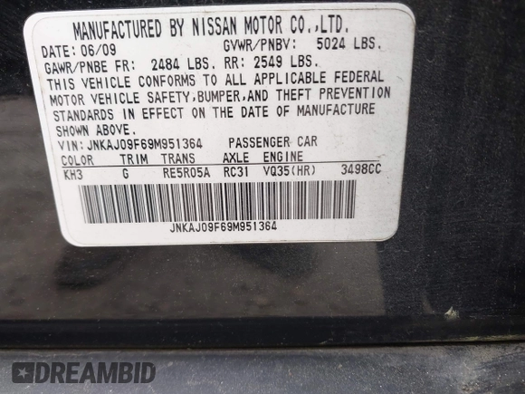 2009 Infiniti EX Journey with VIN JNKAJ09F69M951364, listed as a IAAI auction lot 42041467 with 161,155 mi miles and . Bid and sale history available at DreamBid. Image 9.