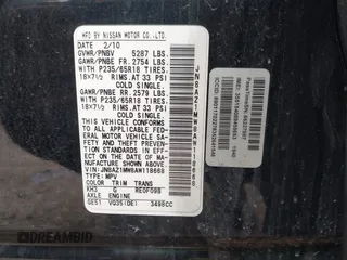 2010 Nissan Murano SL with VIN JN8AZ1MW8AW118668, listed as a IAAI auction lot 41999530 with 215,948 mi miles and . Bid and sale history available at DreamBid. Image 9.