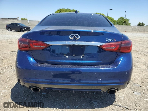 2019 Infiniti Q50 Red Sport 400 with VIN JN1FV7AP4KM761032, listed as a Copart auction lot 57807915 with 85,471 mi miles and Salvage title. Bid and sale history available at DreamBid. Image 6.