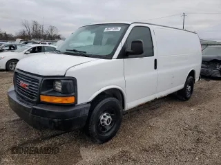 2008 GMC Savana Cargo Van with VIN 1GTGG25C081183754, listed as a Copart auction lot 85221394 with 157,977 mi miles and Salvage Title. Bid and sale history available at carsss.com. Image 1.