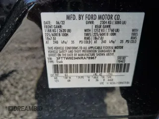 2022 Ford Maverick XL z VIN 3FTTW8E94NRA78967, wystawiony jako Copart lot #54984995 z przebiegiem 20 813 mil mil oraz Szkoda całkowita • Salvage title. Historia ofert i sprzedaży dostępna na DreamBid. Obrazek 12.