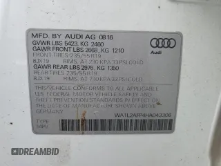 2017 Audi Q5 Premium Plus z VIN WA1L2AFP4HA043306, wystawiony jako Copart lot #56763905 z przebiegiem 66 692 mil mil oraz Szkoda całkowita • Salvage title. Historia ofert i sprzedaży dostępna na DreamBid. Obrazek 12.