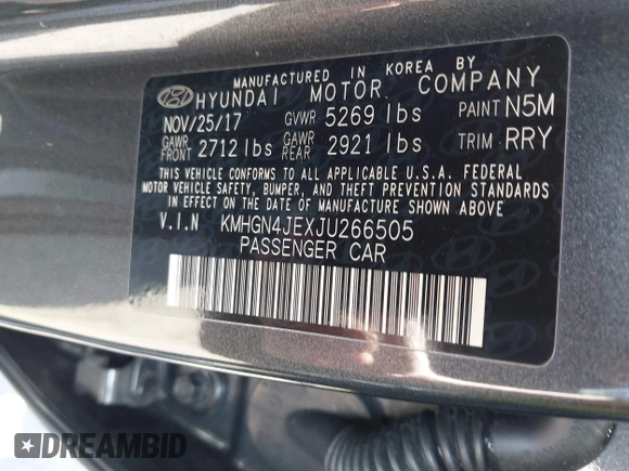 2018 Genesis G80 3.8L with VIN KMHGN4JEXJU266505, listed as a IAAI auction lot 42087994 with 58,251 mi miles and . Bid and sale history available at DreamBid. Image 9.