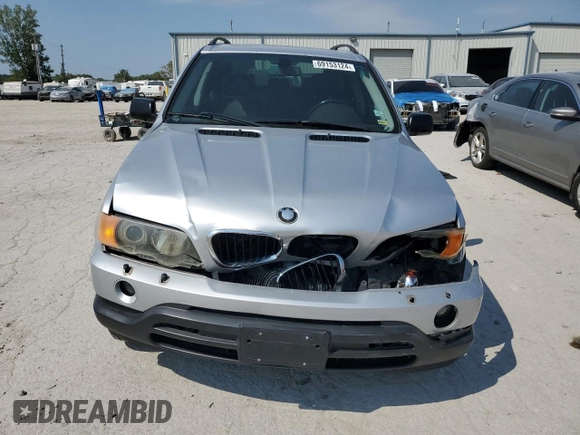 2003 BMW X5 3.0i with VIN 5UXFA53533LV91034, listed as a Copart auction lot 69153124 with 204,415 mi miles and Salvage Title. Bid and sale history available at carsss.com. Image 5.