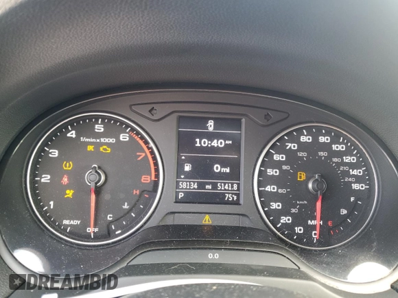 2019 Audi A3 Sedan Premium with VIN WAUAUGFF6KA115886, listed as a Copart auction lot 41263374 with 58,134 mi miles. Bid and sale history available at carsss.com. Image 9.