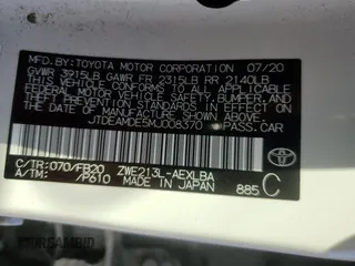 2021 Toyota Corolla Hybrid LE with VIN JTDEAMDE5MJ008370, listed as a Copart auction lot 52158845 with 148,071 mi miles and Salvage Title. Bid and sale history available at carsss.com. Image 13.