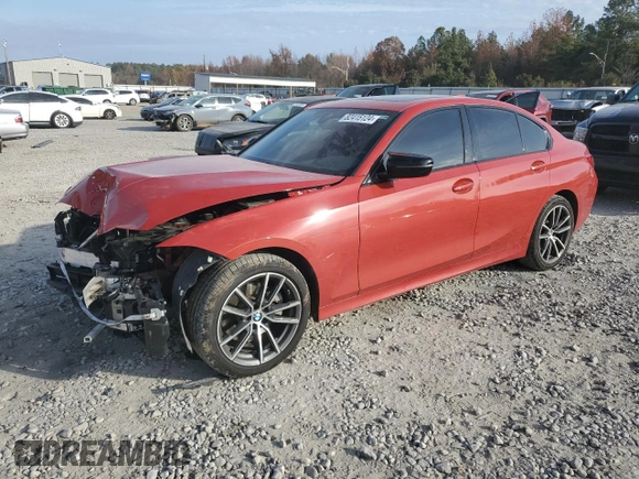 2019 BMW 3 Series 330i xDrive with VIN WBA5R7C51KAJ82278, listed as a Copart auction lot 82415124 with 57,625 mi miles and Salvage Title. Bid and sale history available at carsss.com. Image 1.