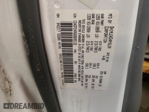 2006 Dodge Grand Caravan SE with VIN 1D4GP24R66B695132, listed as a Copart auction lot 62541885 with 156,331 mi miles and Clean title. Bid and sale history available at DreamBid. Image 13.