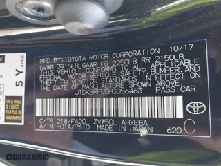 2017 Toyota Prius Two with VIN JTDKBRFU5H3056463, listed as a IAAI auction lot 41842209 with 126,002 mi miles. Bid and sale history available at carsss.com. Image 9.