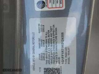 2019 Chevrolet Camaro 1SS with VIN 1G1FF1R71K0124305, listed as a Copart auction lot 44359885 with 80,827 mi miles and Salvage Title. Bid and sale history available at carsss.com. Image 14.