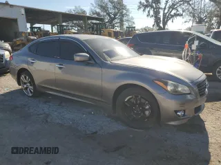 2013 Infiniti M37 with VIN JN1BY1AR9DM604703, listed as a Copart auction lot 77650014 with 104,675 mi miles and Salvage Title. Bid and sale history available at carsss.com. Image 4.