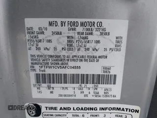 2010 Ford F-150 XL with VIN 1FTFW1CV5AFC04555, listed as a IAAI auction lot 41566725 with 180,352 mi miles. Bid and sale history available at carsss.com. Image 9.