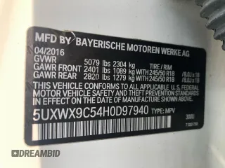 2017 BMW X3 xDrive28i with VIN 5UXWX9C54H0D97940, listed as a Copart auction lot 51627025 with 141,240 mi miles and Clean Title. Bid and sale history available at DreamBid. Image 14.