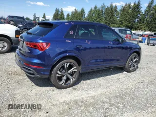 2023 Audi Q3 S line Premium Plus with VIN WA1EECF34P1117590, listed as a Copart auction lot 57404685 with 14,486 mi miles and Salvage title. Bid and sale history available at DreamBid. Image 3.