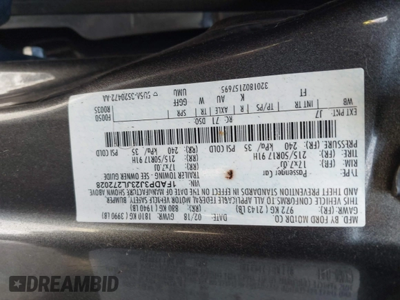 2018 Ford Focus Titanium с VIN 1FADP3J23JL272028, выставлен на аукционе IAAI как лот 42395402 с пробегом 125 975 миль миль и . История ставок и продаж доступна на DreamBid. Изображение 9.