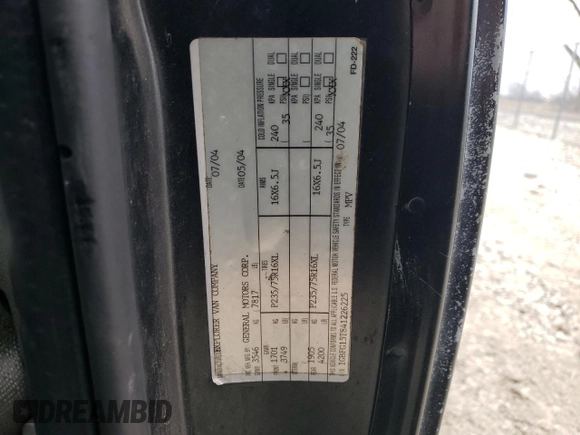 2004 Chevrolet Express Passenger with VIN 1GBFG15T841226225, listed as a Copart auction lot 44023515 with Not provided miles and Non repairable. Bid and sale history available at DreamBid. Image 15.