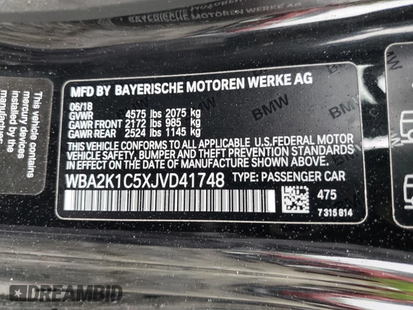 2018 BMW 2 Series 230i xDrive с VIN WBA2K1C5XJVD41748, выставлен на аукционе Copart как лот 58293985 с пробегом 65 733 миль миль и Списание • Salvage title. История ставок и продаж доступна на DreamBid. Изображение 12.