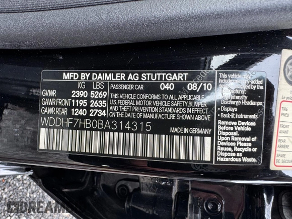 2011 Mercedes-Benz E 63 AMG with VIN WDDHF7HB0BA314315, listed as a Copart auction lot 54764925 with 52,004 mi miles and Clean title. Bid and sale history available at DreamBid. Image 10.