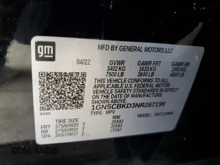 2022 Chevrolet Suburban LS with VIN 1GNSCBKD3NR267199, listed as a Copart auction lot 61385414 with 59,235 mi miles and Non Repairable. Bid and sale history available at DreamBid. Image 13.