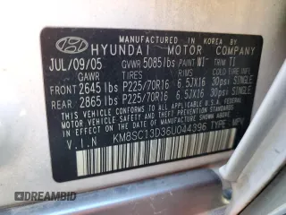 2006 Hyundai Santa Fe GLS with VIN KM8SC13D36U044396, listed as a Copart auction lot 78847884 with 76,080 mi miles and Salvage Title. Bid and sale history available at carsss.com. Image 15.