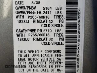 2005 Infiniti FX35 with VIN JNRAS08U65X109597, listed as a Copart auction lot 74576584 with 198,733 mi miles and Salvage Title. Bid and sale history available at carsss.com. Image 13.