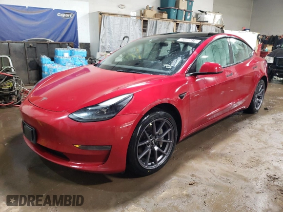 2022 Tesla Model 3 with VIN 5YJ3E1EA8NF289661, listed as a Copart auction lot 52350675 with 153,797 mi miles and Salvage Title. Bid and sale history available at DreamBid. Image 1.